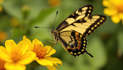Fototapeta premium A butterfly is sitting on a flower
