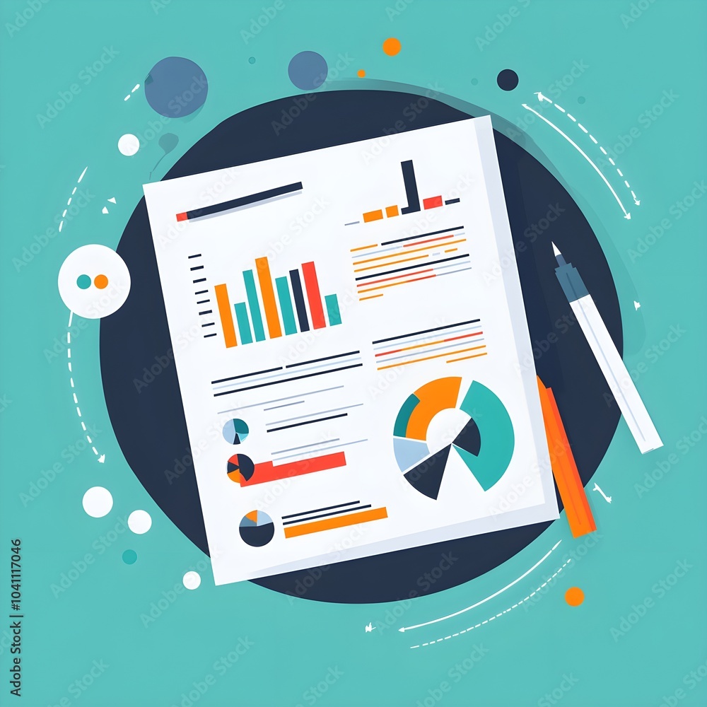 Poster flat design business charts and graphs report