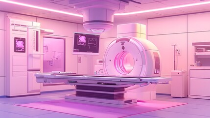 A futuristic scene of an advanced animal hospital surgical table with holographic medical tools and equipment floating in the air
