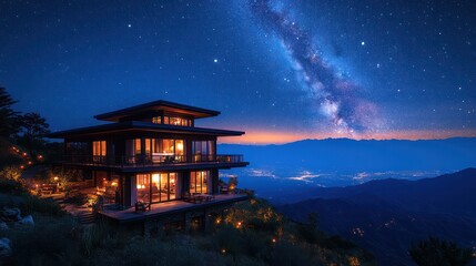 Naklejka premium Find the best destinations for a starry night sky, offering clear and unobstructed views