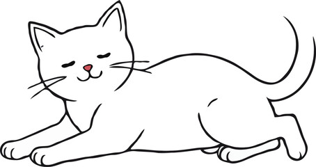 Cat stretching her body