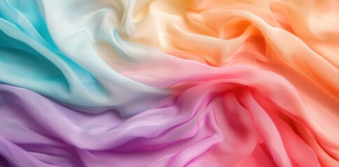 Obraz premium Vibrant chiffon fabric flowing in soft rainbow gradients, creating a long and airy visual delight.