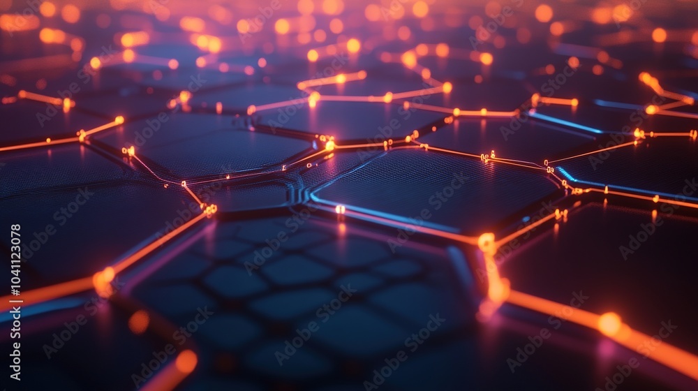 Poster abstract digital design with glowing network patterns