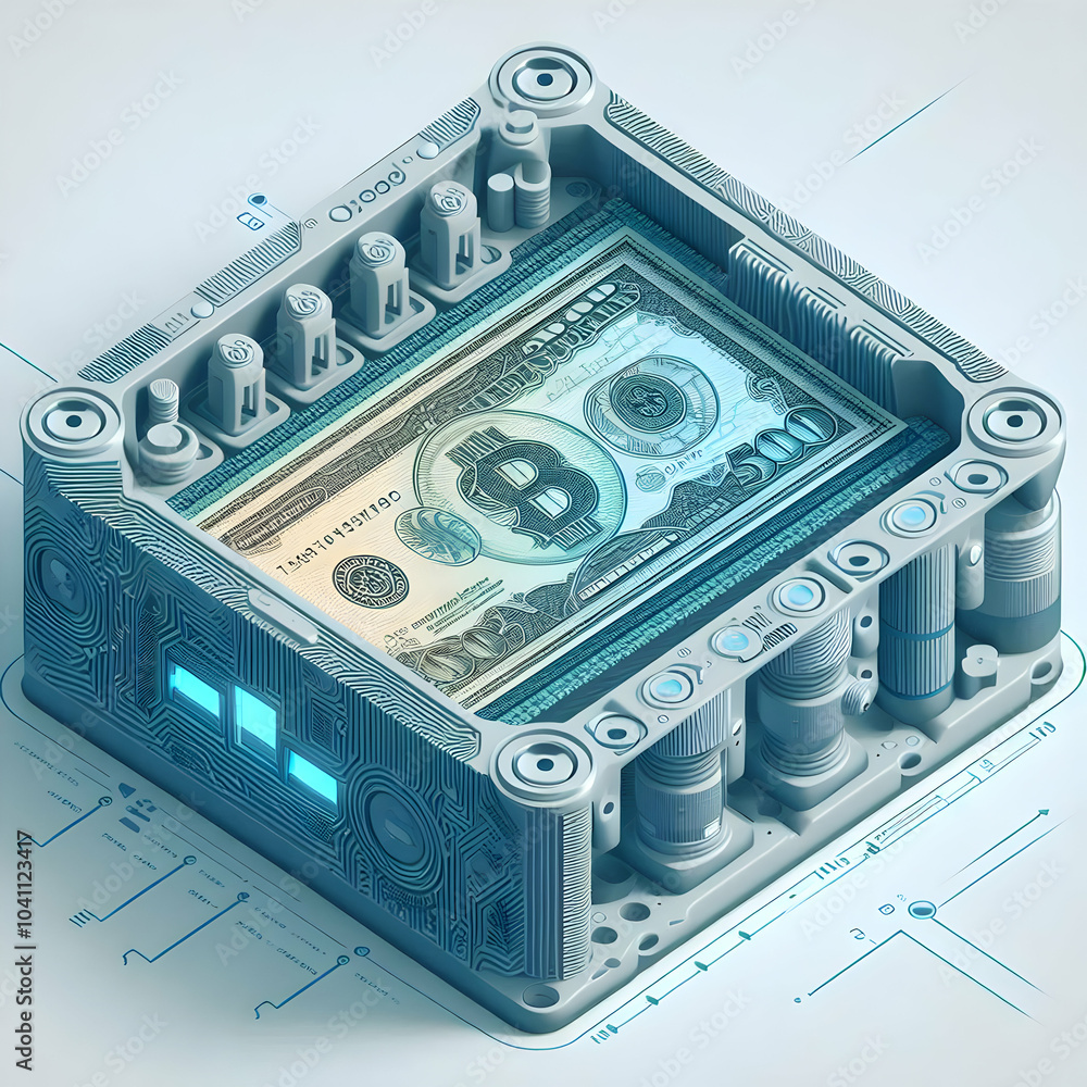 Aufkleber 3d printed currency macro view close up of new banknote with intricate designs & security features -