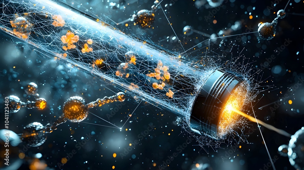 Poster mesmerizing molecular glow illuminating the dynamic dance of chemical reactions and molecular bondin