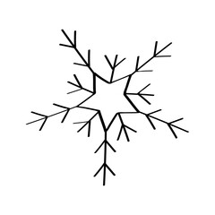 Snowflake doodle style icon for winter design. Vector illustration hand drawn isolated on white background.