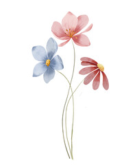 Flowers watercolor, floral clip art. Bouquet perfectly for printing design on invitations, cards, posters, wall art and other. Isolated on white background. Hand painting.