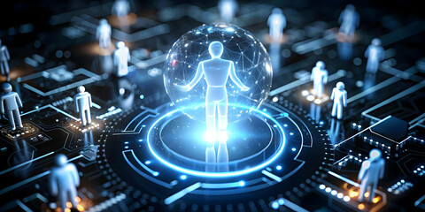 Glossy Customer Reaching AI Digital Assistant Image, Symbolizing Accessible Customer Support, Ample Copy Space for Marketing Use, Ideal for Photo Stock Concept in AI Assistance