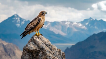 A bird sits comfortably on top of a large rock, enjoying the view