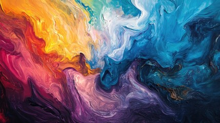 Oil painting featuring an abstract colorful background Impressionist style abstraction with a modern surrealist touch Ideal for wall decor the design showcases a unique hand drawn texture