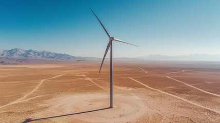 Modern Wind Turbine in Desert Landscape