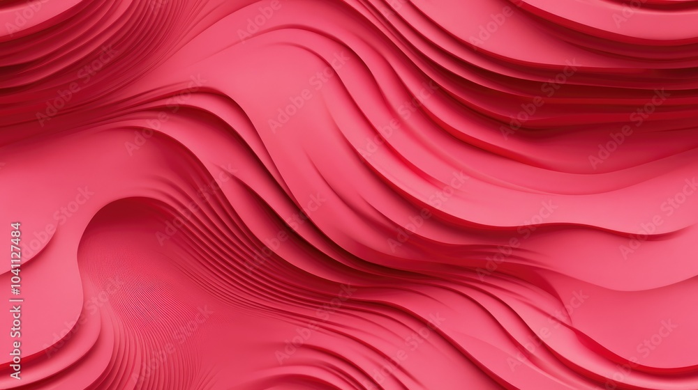 Poster curved wave design with a red background