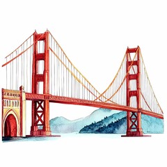 Watercolor Iconic Monuments Travel Illustration