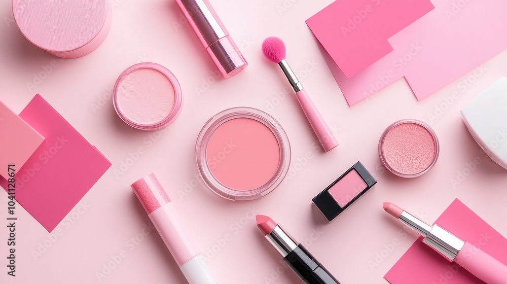 Poster pink pastel two tone soft paper background in a minimal flat lay style ideal for showcasing fashiona