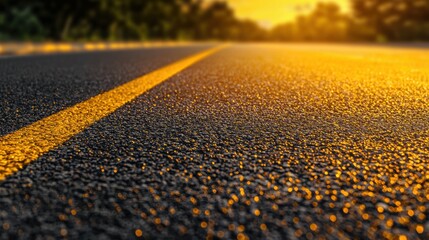 Close-up of textured asphalt road surface highlighting detailed patterns and wear from heavy vehicle traffic