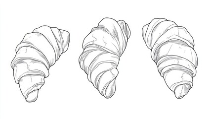 Continuous line drawing of croissants Minimalistic croissant line art illustration Elegant line design of croissant bread