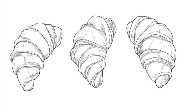 Continuous line drawing of croissants Minimalistic croissant line art illustration Elegant line design of croissant bread