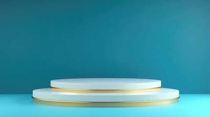 Podium mockup featuring winner composition on a blue backdrop 3D rendering 3D illustration