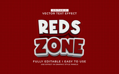 3d editable red zone text effect graphic style template