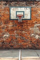 old wall bricks in basketball court