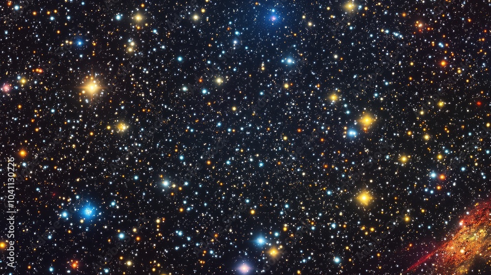 Poster high definition star field background in a 3d cartoon rendering of deep space colorful starry night 