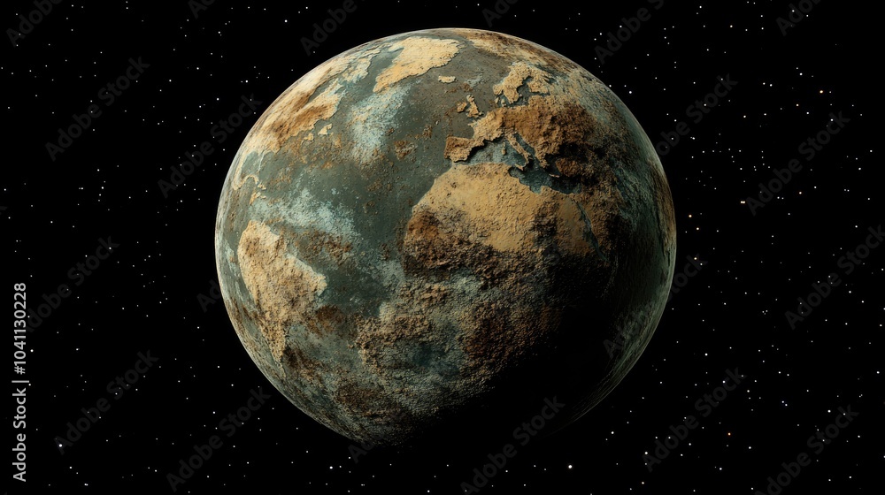 Aufkleber 3d cartoon rendering of planet earth in a dead state viewed from outer space