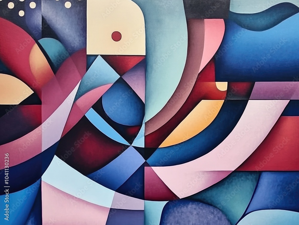 Aufkleber geometric harmony artwork a captivating mural showcasing a blend of geometric shapes and patterns re