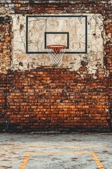 old wall bricks in basketball court