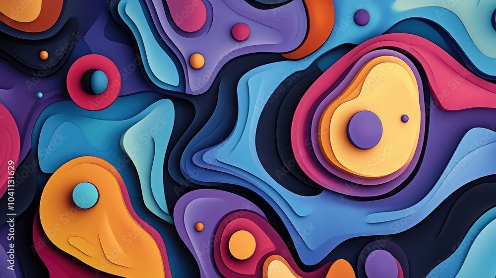 Aufkleber geometric pattern with cosmos space palette colors in a 3d cartoon rendering