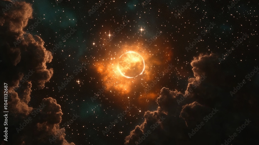 Aufkleber infinite space background featuring nebula and stars in a 3d cartoon rendering