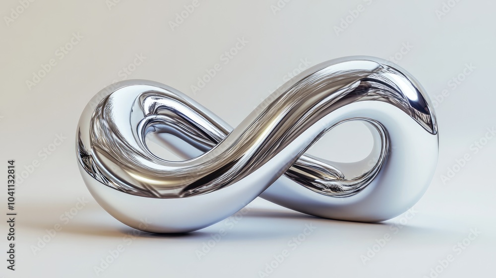 Poster isolated metallic tangled line shape futuristic design element featuring a bent chrome pipe and twis