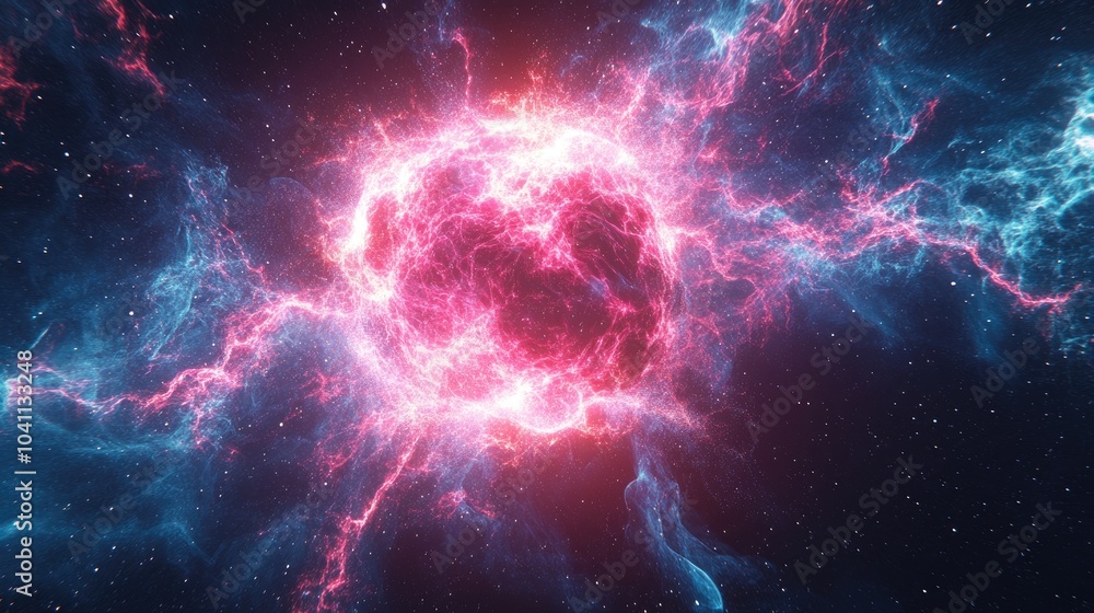 Poster nice background resembling plasma from space in 3d cartoon rendering