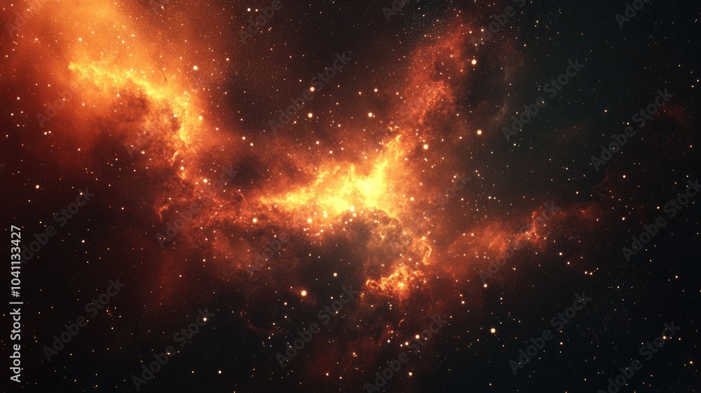 Poster nebula in outer space rendered as a 3d cartoon featuring gas and dust clouds