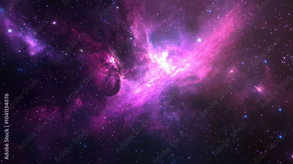 Aufkleber 3d rendering of a colorful red violet nebula in outer space featuring the horsehead nebula and an un