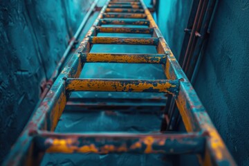 A ladder leaning against a wall