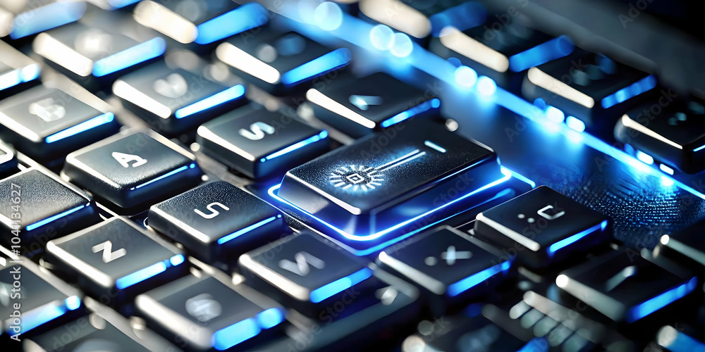 Poster close up macro photograph of keyboard keys spelling ai with copy space for technological customer su