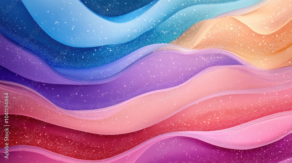 Poster elegant abstract background featuring multicolored waves and sparkling glitter