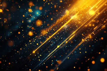 Fototapeta premium A dark background with bright yellow and blue lights, great for evening or nighttime scenes