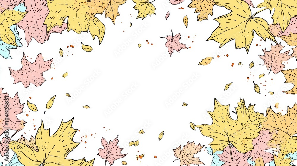 Poster yellow leaves on a white background with space for text and design ideal for autumn themes