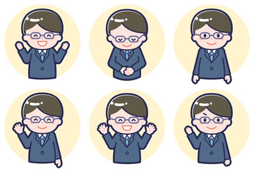 男性教師のポーズセット_02