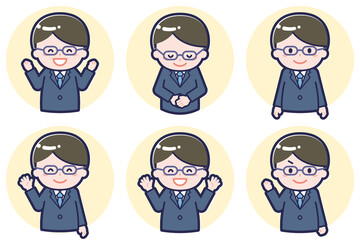 男性教師のポーズセット_02