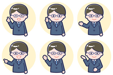 男性教師のポーズセット_03