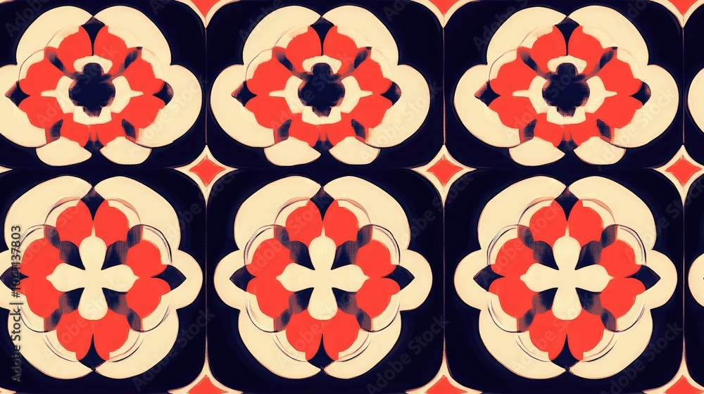 Poster seamless geometric pattern with repeated ornamental elements raster format