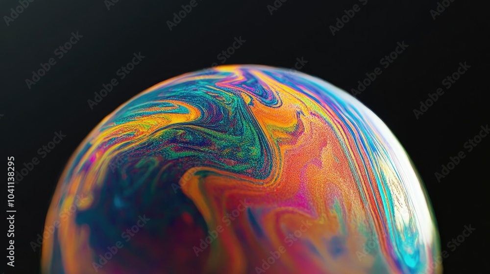 Poster 3d cartoon depiction of an abstract multicolored psychedelic planet within a virtual reality space f