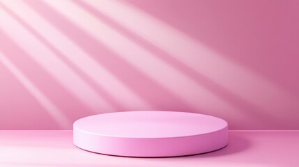 Realistic 3D pink pedestal on a pink backdrop Stylish empty podium for showcasing cosmetic products and fashion items Illustration with ample copy space