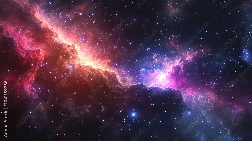 Poster beautiful starry sky with nebula and highlights in a 3d cartoon rendering space background
