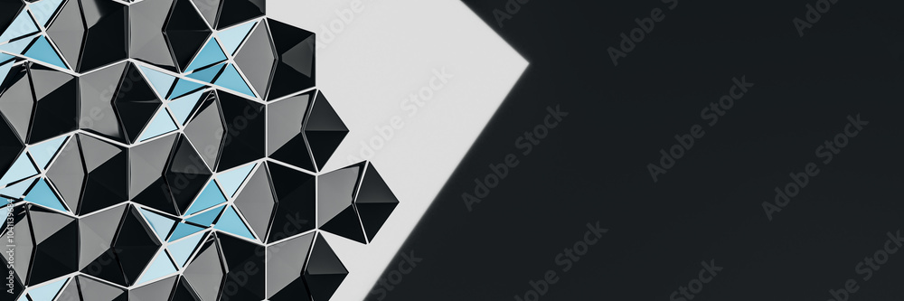 Aufkleber Creative dark gray wide triangular background or landing page with mock up place. 3D Rendering.