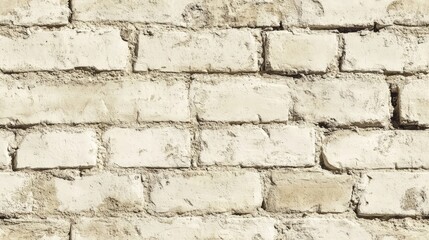 Fototapeta premium Cream white brick wall texture background featuring vintage stonework flooring Clean uneven beige brick patterns create a decorative interior design element