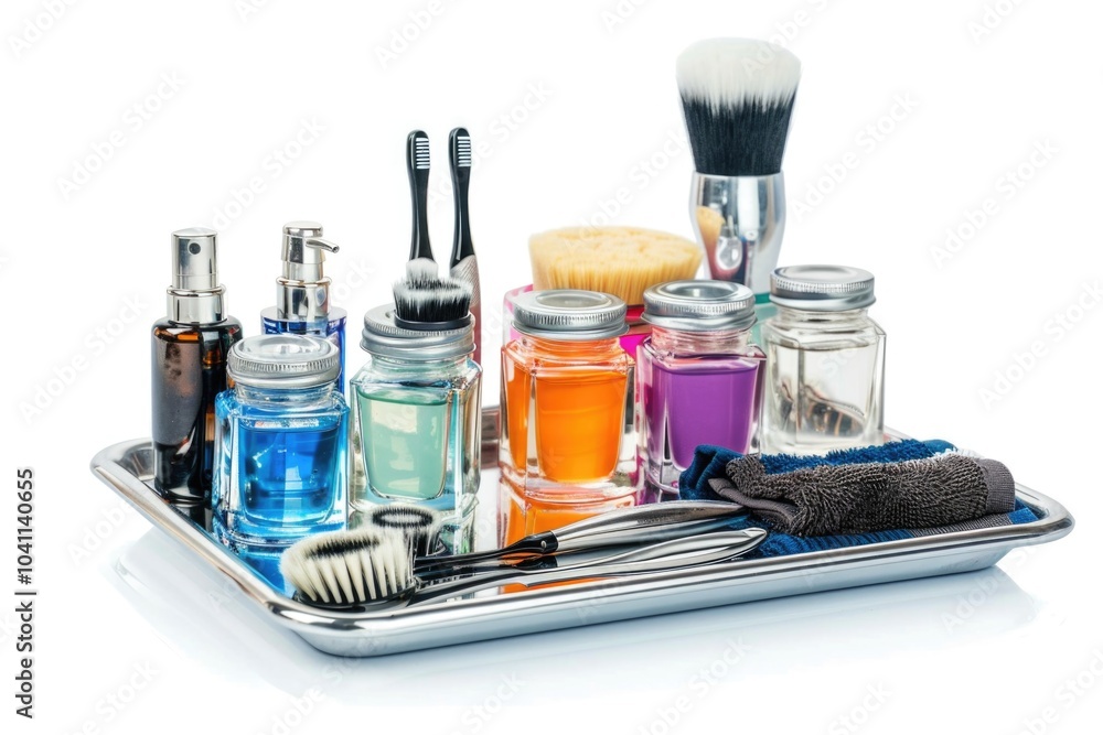 Poster a tray filled with diverse objects, useful for showcasing and organizing various items