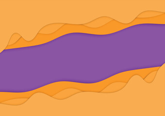 abstract orange waves and purple stripe paper cut-out background